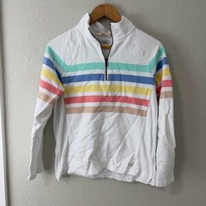 L.L. Bean Women's Peaks Island Quarter-Zip Pullover, Stripe Sz Small
